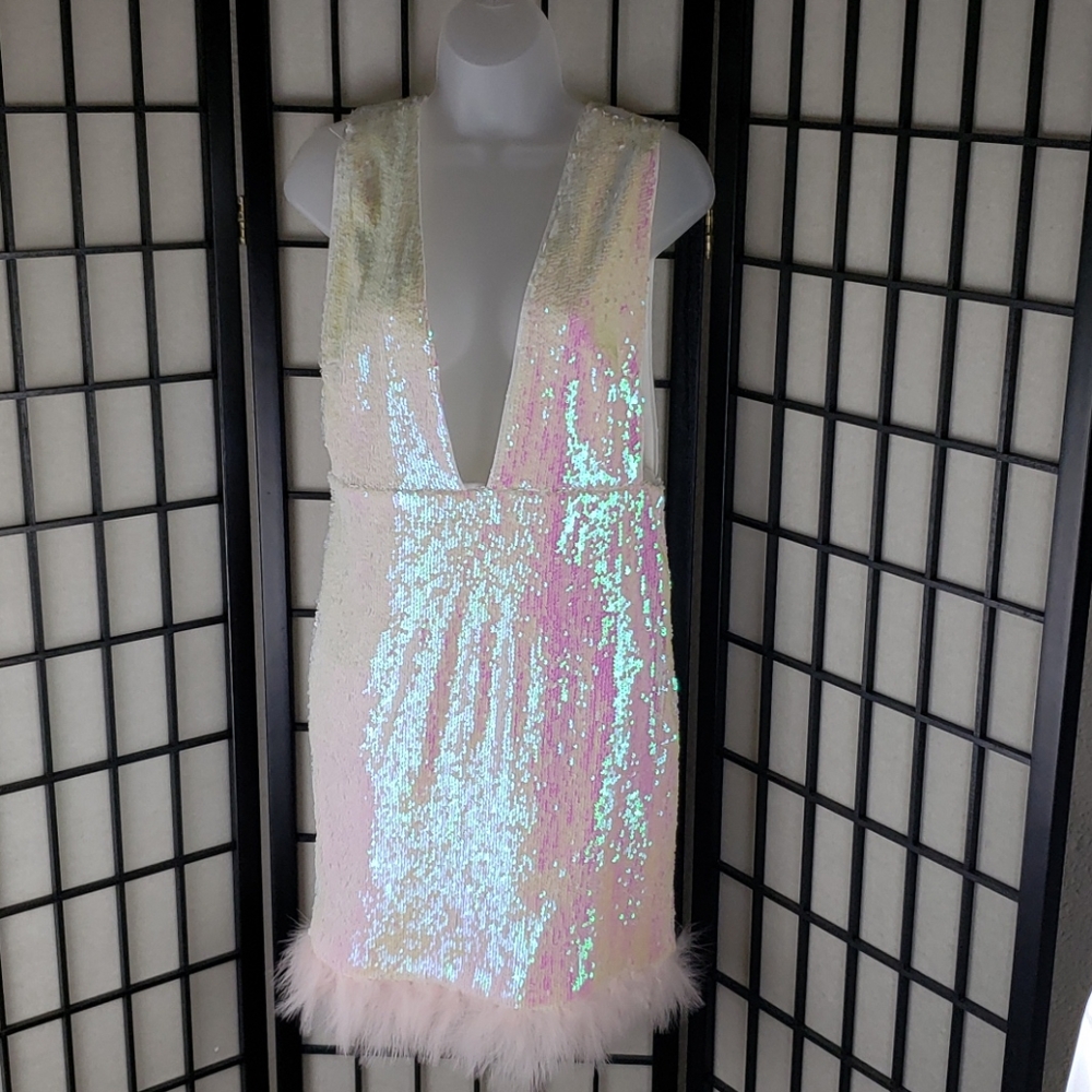 Sparkly Feather Dress from Fashion Nova